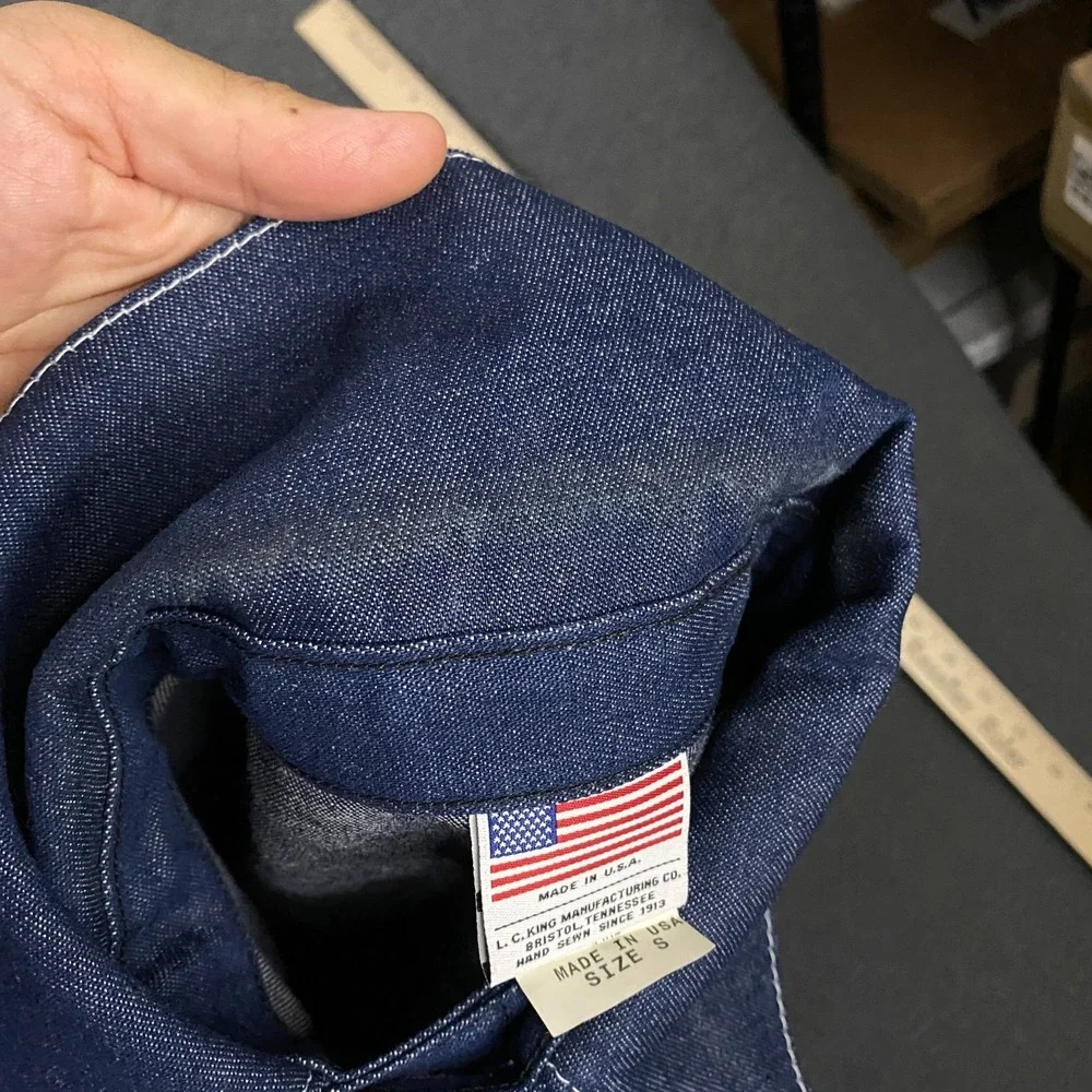 Vintage Pointer Brand Denim Chore Coat Mens Small Blue Barn Jacket Made USA